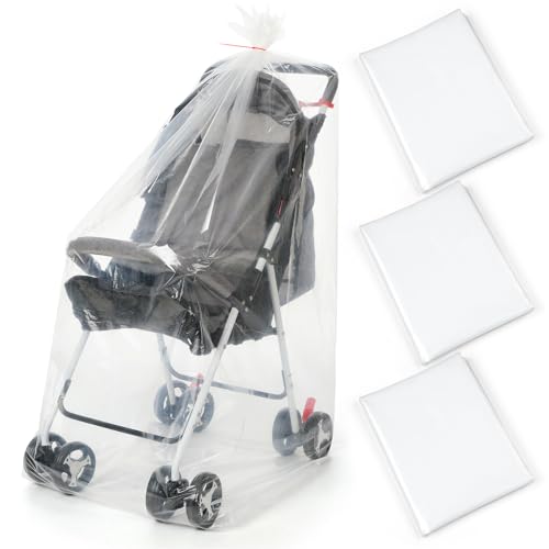 Bulyoou 3 Pcs Stroller Storage Bag 39 x 59 Inch Extra Large Clear Plastic Stroller Bag with 3 Zip Ties Heavy Duty 4 Mil Stroller Cover for Storage Travel Moving Luggage Suitcase Furniture Car Seat - Image 1