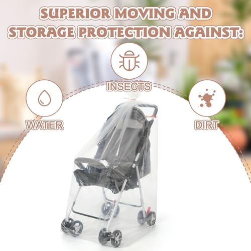 Bulyoou 3 Pcs Stroller Storage Bag 39 x 59 Inch Extra Large Clear Plastic Stroller Bag with 3 Zip Ties Heavy Duty 4 Mil Stroller Cover for Storage Travel Moving Luggage Suitcase Furniture Car Seat - Image 4