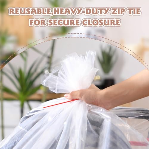 Bulyoou 3 Pcs Stroller Storage Bag 39 x 59 Inch Extra Large Clear Plastic Stroller Bag with 3 Zip Ties Heavy Duty 4 Mil Stroller Cover for Storage Travel Moving Luggage Suitcase Furniture Car Seat - Image 5