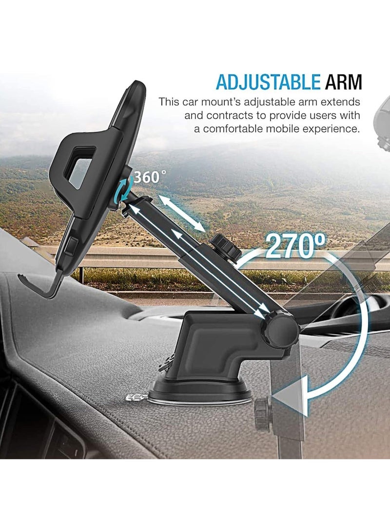 Buytory Universal 360° Car Phone Holder Mount for Dashboard, Windshield & Rearview Mirror | Hands-Free Mobile Stand Compatible with iPhone & Android Smartphones - Image 5