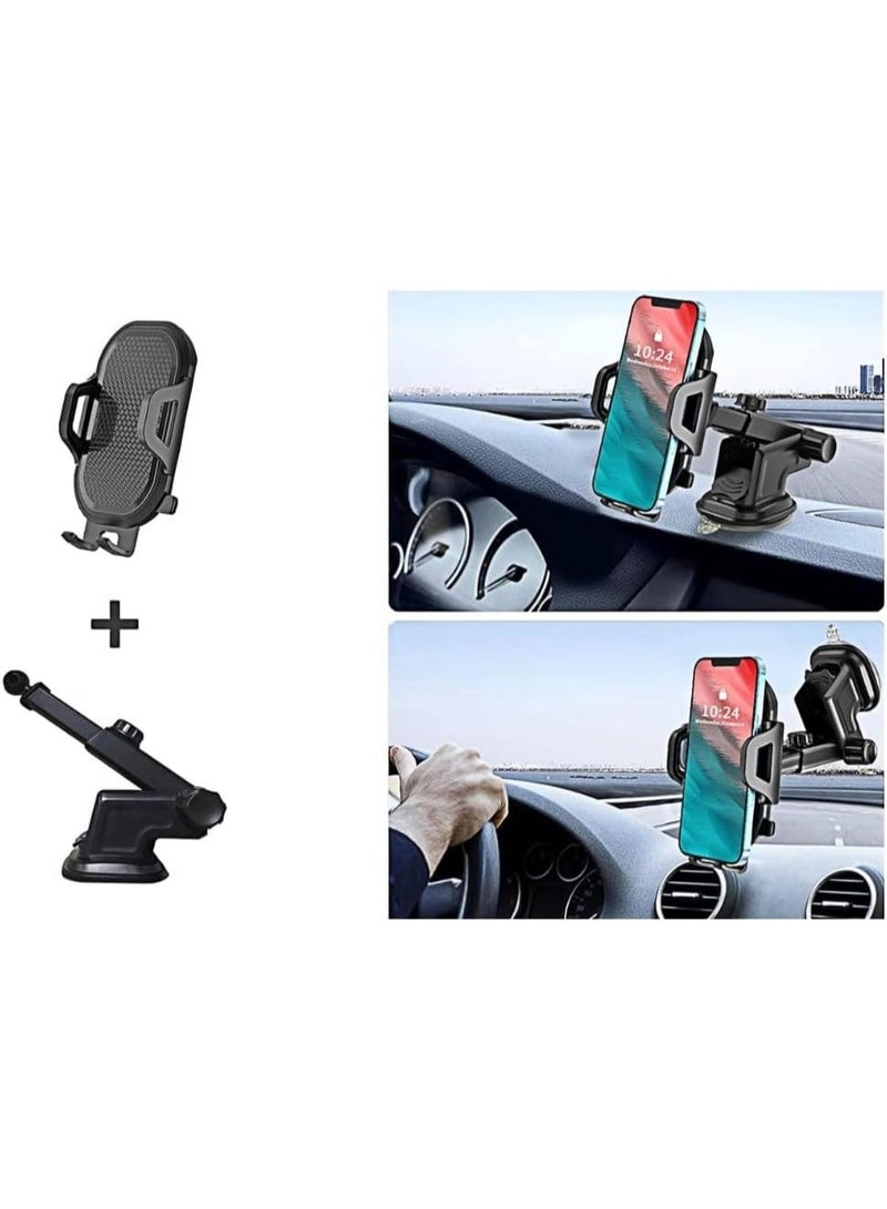 Buytory Universal 360° Car Phone Holder Mount for Dashboard, Windshield & Rearview Mirror | Hands-Free Mobile Stand Compatible with iPhone & Android Smartphones - Image 2