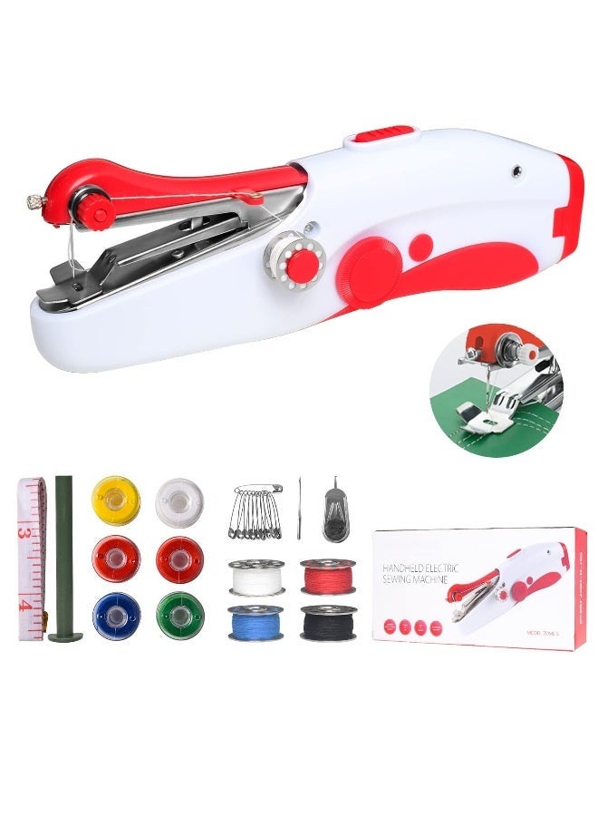 Portable Handheld Sewing Machine with Mini Sewing Kit - Quick and Easy Home Repair Tool for Clothes, Curtains, and Sheets - Ideal for Crafting and Fast Sewing Solutions.