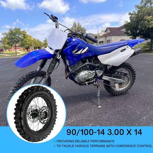 RedCap 14" Rear Wheel Rim Tire Assembly For Dirt Pit Bike Trail 90/100-14 Rear Wheel Rim Tire Fits 125/140/150/160cc Pit Dirt Bike KLX65 Apollo Kayo TT SSR 125 140 Includes Brake Rotor and Sprocket (14 inch) - Image 5