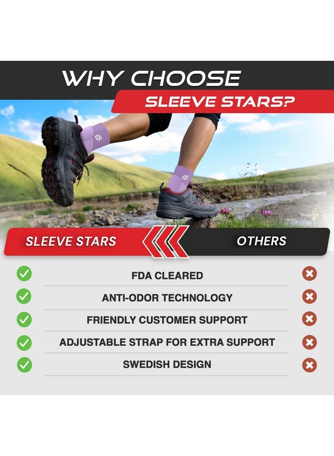 SS SLEEVE STARS Sleeve Stars Ankle Brace for Sprained Ankle, Plantar Fasciitis Relief Ankle Support for Women, Ankle Compression Sleeve w/ Strap (Single/Light Purple)  - Image 3