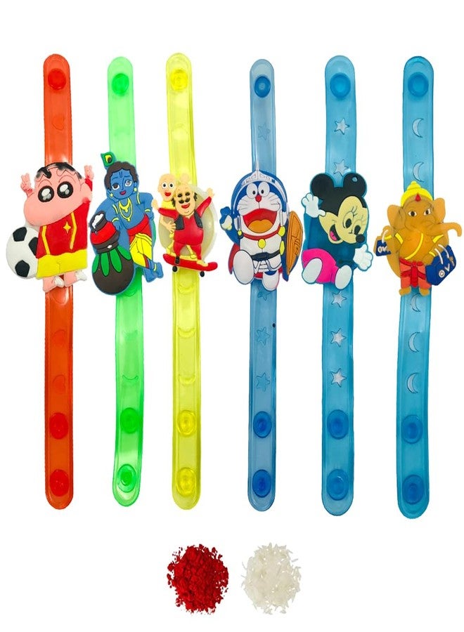 Sesonby Kids Cartoon Character Led 4 Rakhi For Sister Rakhis For Kids Girls Rakhis | rakhiS for brother | rakhis combo | Bhabhi rakhi Wrist Band #(Cartoon) - Image 1