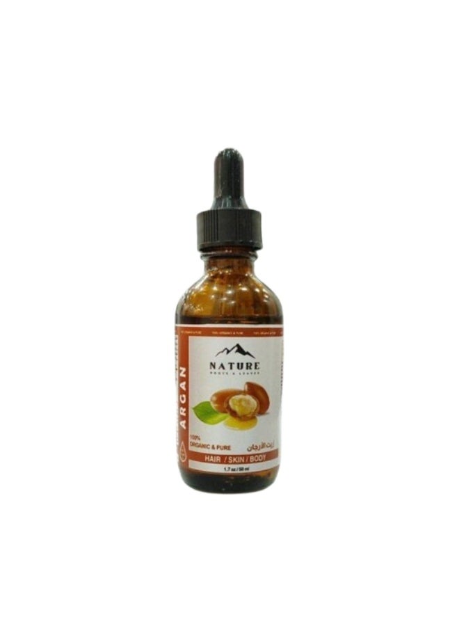 طبيعة زيت الأرجان المغربي من Nature   ٥٠ مل زيت لترطيب الشعر، علاج التقصف، تغذية الشعر– السائل الذهبي لجمال شعرك وبشرتك - Image 1