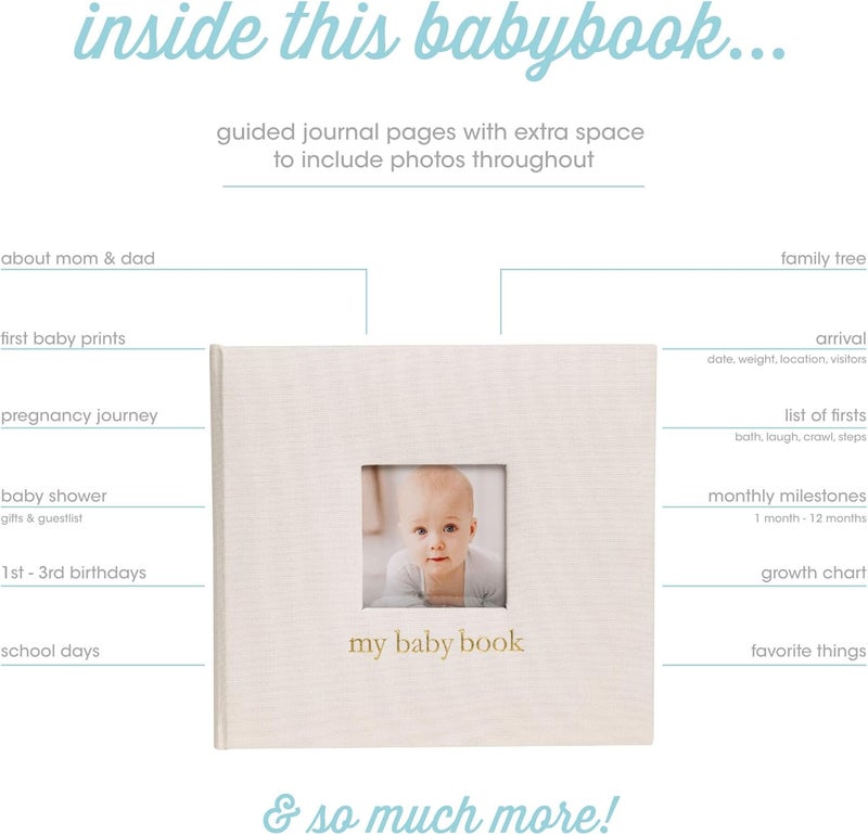 Pearhead Baby Memory Book Babys First 5 Years Keepsake Journal GenderNeutral Newborn Gift Baby Girl or Boy Book Ivory Linen - Image 3