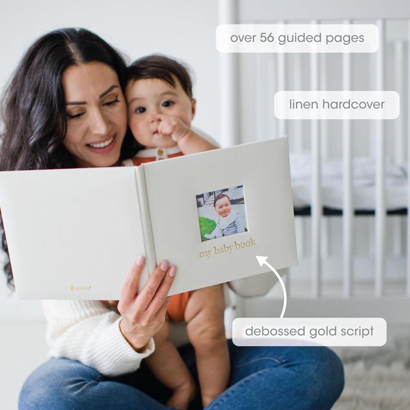 Pearhead Baby Memory Book Babys First 5 Years Keepsake Journal GenderNeutral Newborn Gift Baby Girl or Boy Book Ivory Linen - Image 2