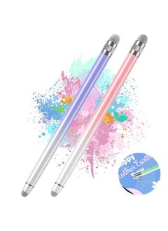 2PCS Stylus Pens For Touch Screens, Pen iPhone/iPad/Tablet Android/Microsoft Surface, Compatible With All Screens(White Pink/White Purple)