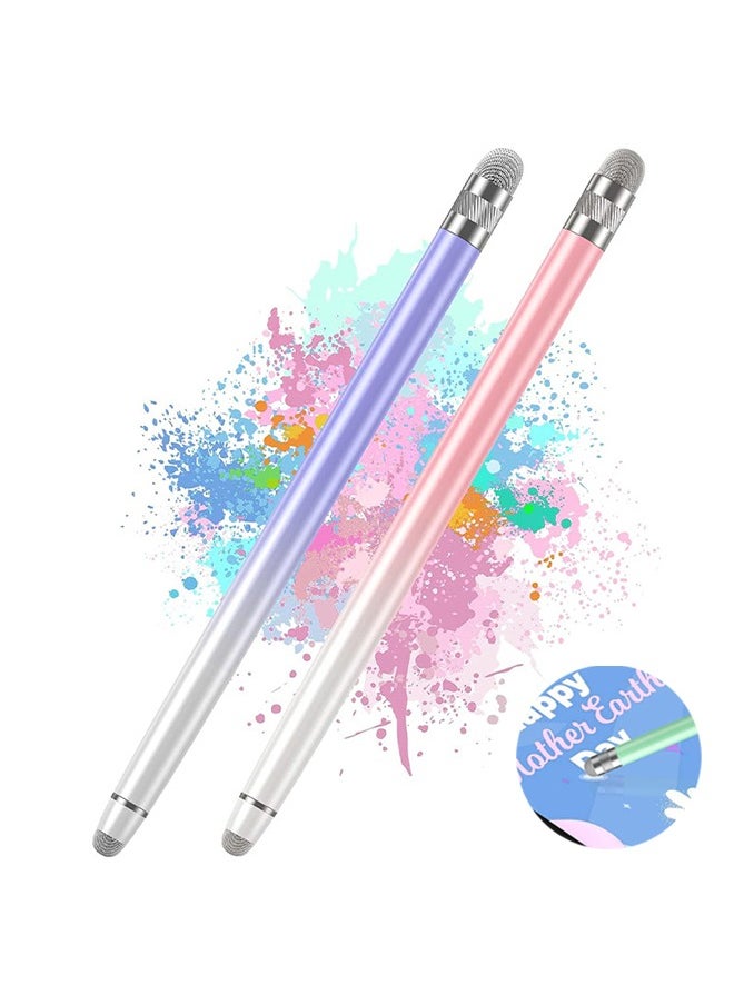 Generic - 2PCS Stylus Pens For Touch Screens, Pen iPhone/iPad/Tablet Android/Microsoft Surface, Compatible With All Screens(White Pink/White Purple) - Image 1