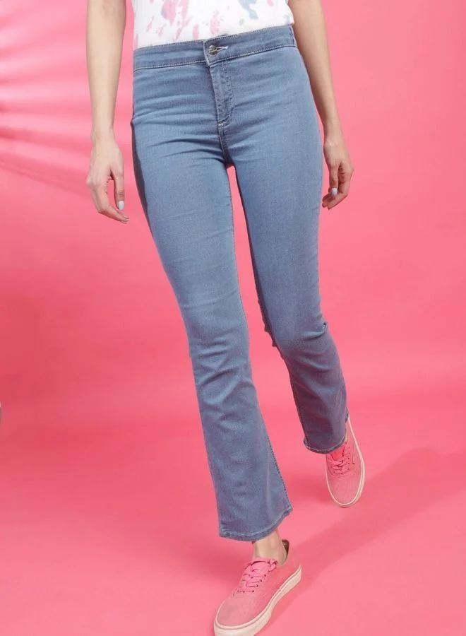 Women Bootcut Solid Mid Rise Jeans