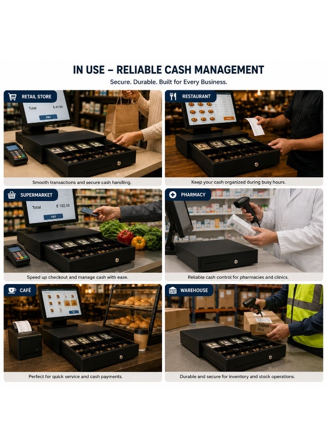 BASEET Cash Drawer Register,4 Cash Bills , Automatic Open,POS SYSTEMS - Image 3
