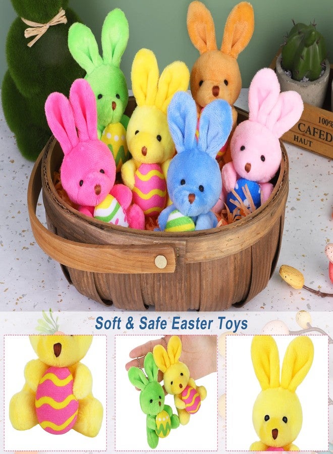 Fovths 12 Pack 4.7 Inch Easter Plush Bunnies Keychain Eggs Stuffed Bunny Set Plush Rabbit with Eggs Filler or Basket Filler Rabbit Keychain Set Easter Party Favors Gifts, Multi-Color - Image 3