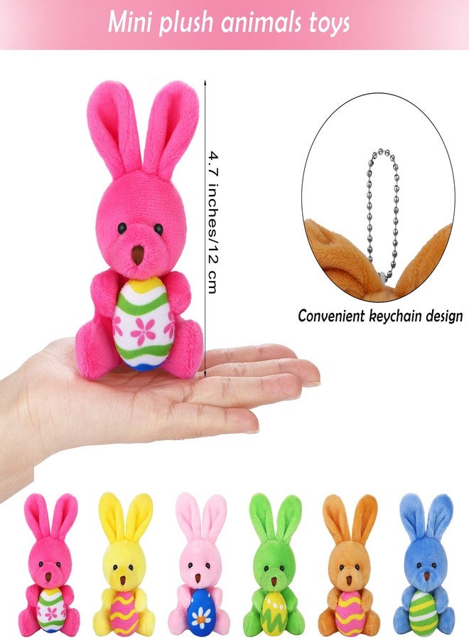 Fovths 12 Pack 4.7 Inch Easter Plush Bunnies Keychain Eggs Stuffed Bunny Set Plush Rabbit with Eggs Filler or Basket Filler Rabbit Keychain Set Easter Party Favors Gifts, Multi-Color - Image 2