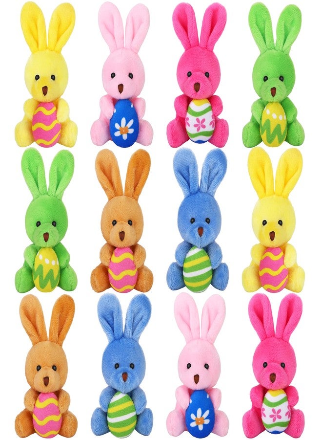 Fovths 12 Pack 4.7 Inch Easter Plush Bunnies Keychain Eggs Stuffed Bunny Set Plush Rabbit with Eggs Filler or Basket Filler Rabbit Keychain Set Easter Party Favors Gifts, Multi-Color - Image 1