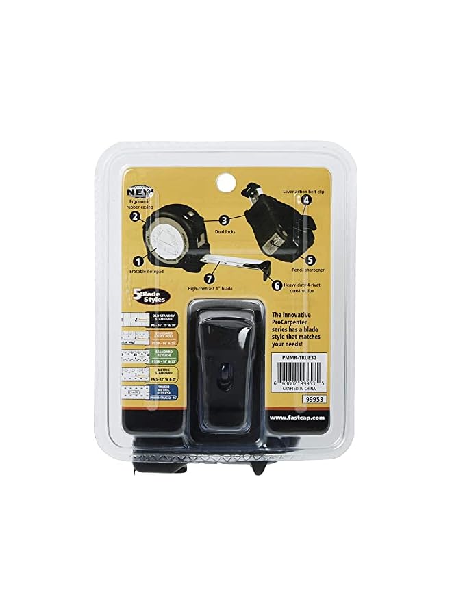 FastCap ProCarpenter True32 Metric Reverse Measuring Tape - Ideal for Professionals and Home Improvement - with Lever Action Belt Clip and Dual Locking System - 16' - 99953 - Image 3