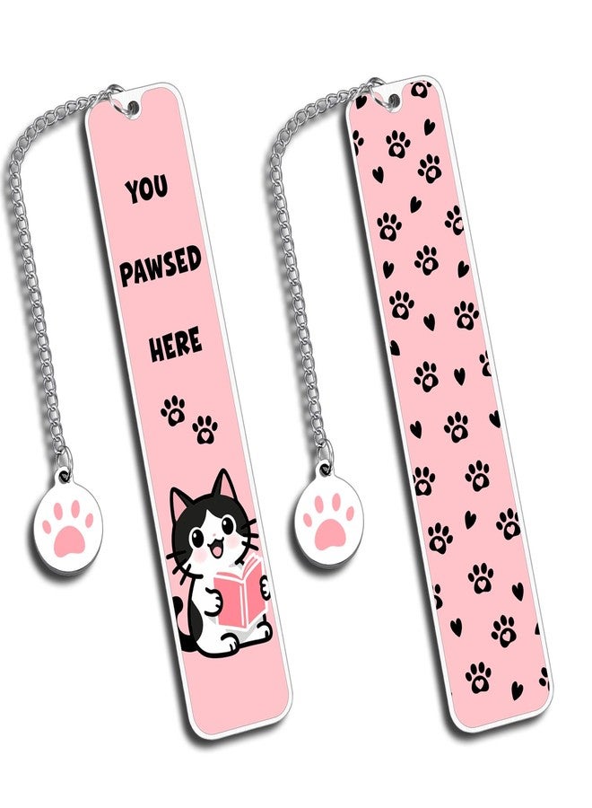 NUBARKO Pink Cat Bookmarks Easter Basket Stuffers Bookmark Lover Gifts for Women Cat Lovers, Cute Bookmarks Pink Stuff Book Marks for Reading Women Girls, Black Cats Themed Gifts for Book Lovers Readers Woman - Image 1