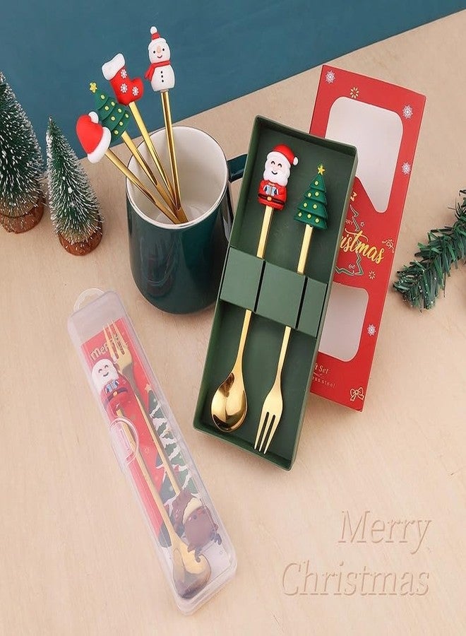 Teraabliss Christmas Theme 2pcs Stainless Steel Spoon & Fork Gift Set - Image 5