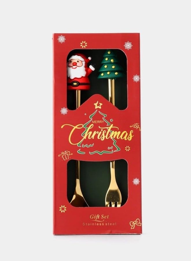 Teraabliss Christmas Theme 2pcs Stainless Steel Spoon & Fork Gift Set - Image 4