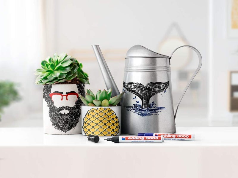 edding 3000 Round Nib 1.5-3 mm-Quick-Drying Permanent Waterproof, Smudge-Proof-for Cardboard, Plastic, Wood, Metal, Fabric-Marker, 14: 1 Pen-Light Blue - Image 4