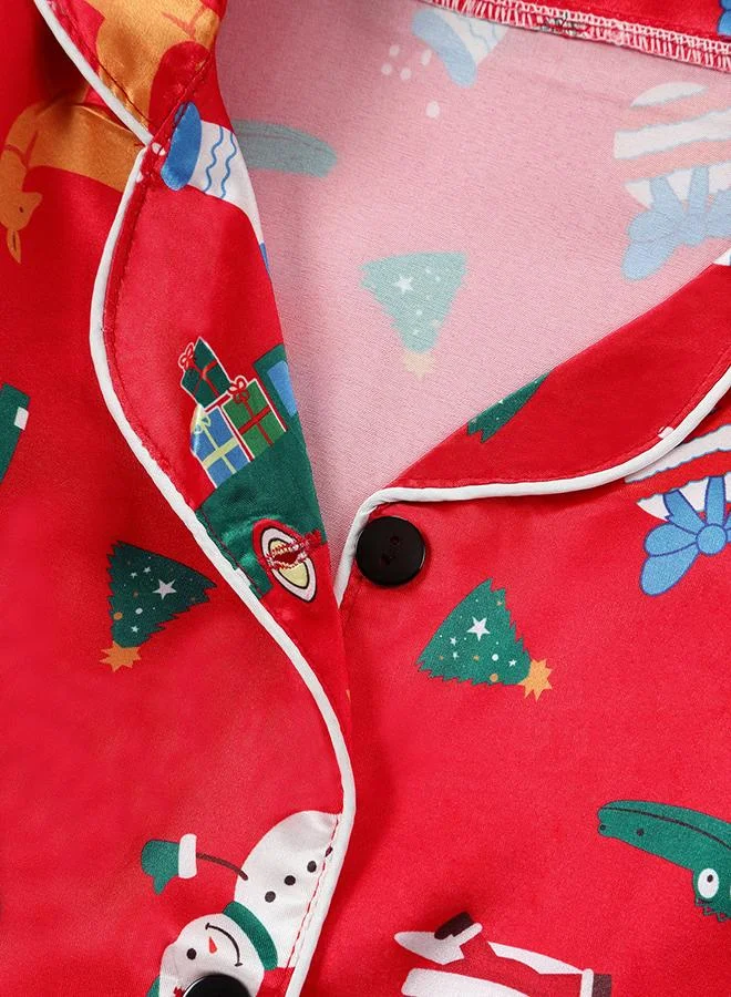 babyqlo Santa and Rocket Print Holiday Pajamas