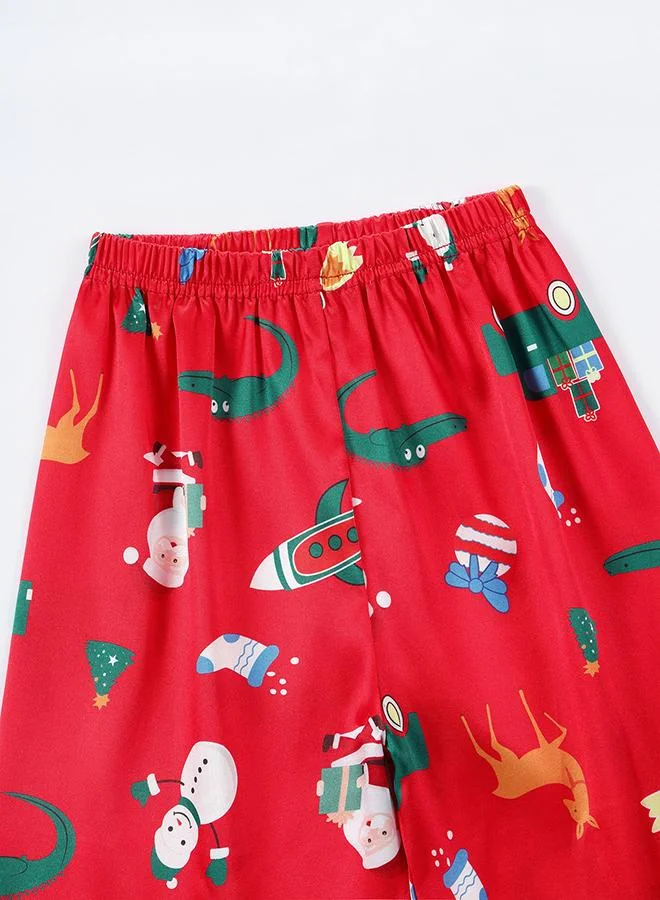 babyqlo Santa and Rocket Print Holiday Pajamas