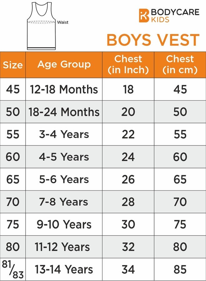 Bodycare Boys Round Neck Sleeveless Vest Pack of 4 - Assorted - Image 4