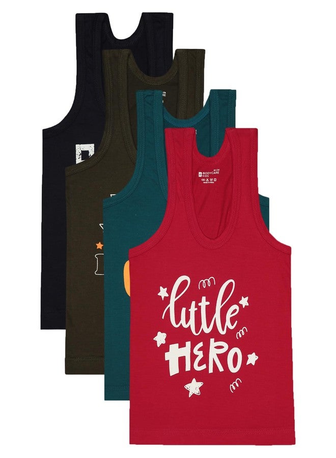 Bodycare Boys Round Neck Sleeveless Vest Pack of 4 - Assorted - Image 1