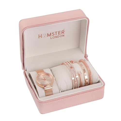 HAMSTER London Evening Star Women’s Rose Gold Watch | Elegant Analog Watch for Women | Stainless Steel Strap | Classic Round Dial | Gift for Her - Image 2