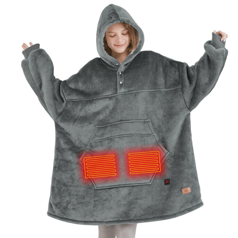 Degrees of Comfort Degrees of Comfort Heated Wearable Blanket Cordless Heating Hoodie for Women Grey 