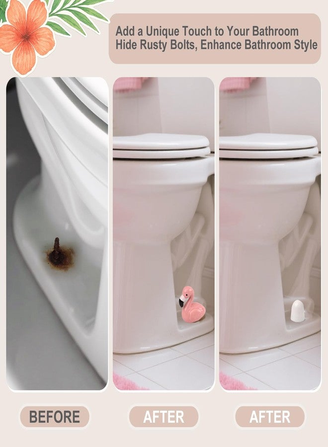 boeemi Flamingo Toilet Bolt Covers Decorative - 2PCs Cute Ceramic Toilet Bolt Caps for Bottom of Toilet, Gold Bathroom Decor Screw Covers, Flamingo-Gifts for Women - Image 3