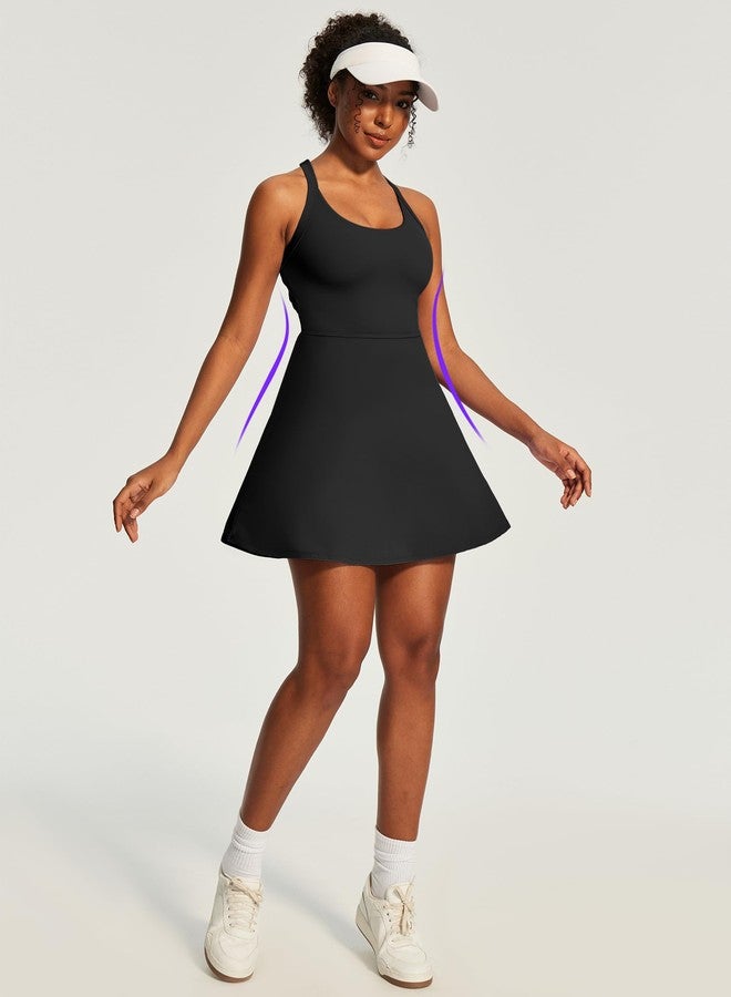 Heathyoga Easy Peasy Tennis Dresses for Women with Shorts Underneath and Bra Athletic Dress for Women Golf Workout Dress - Image 2