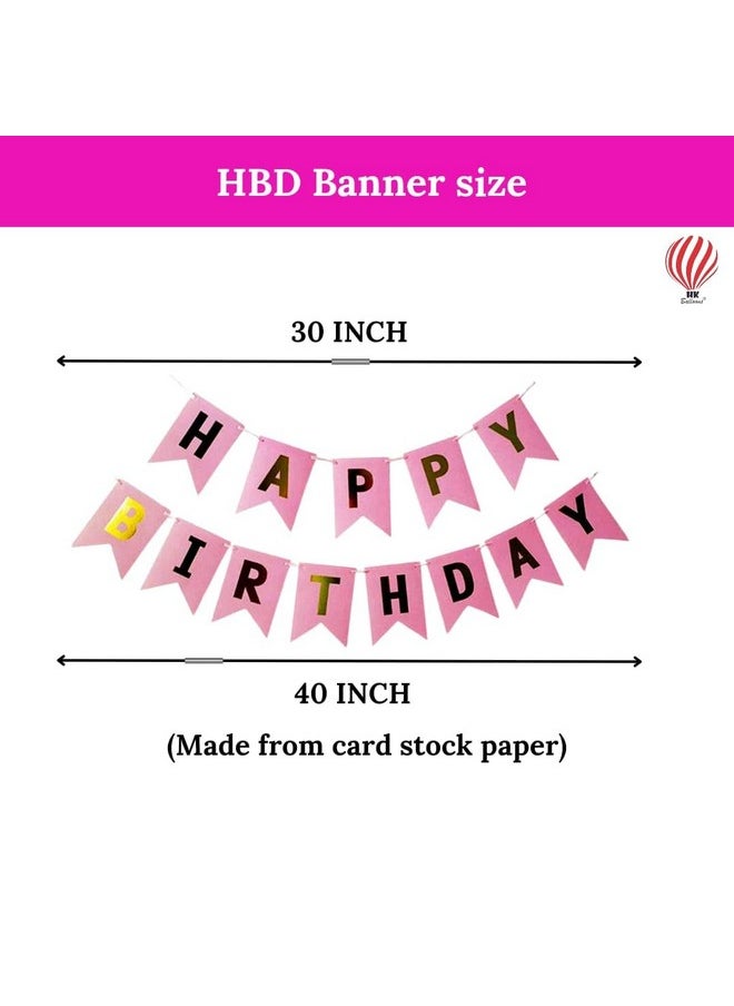 هونج كونج بالونز - مجموعة زينة عيد الميلاد الأول من HK Balloons، مكونة من 85 قطعة، لتزيين أعياد الميلاد/مستلزمات حفلات أعياد الميلاد، طقم احتفالات عيد ميلاد وردي اللون للأطفال والبنات - Image 1