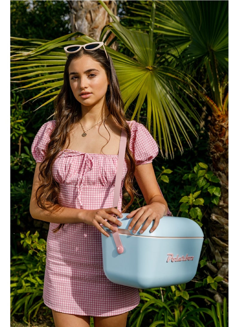 Polarbox 20L Classic Cooler Box with Leather Strap, Rigid Thermal Insulated Ice for Beach, Picnic Party Convertible Lid Polypropylene Insulation Nude/Olive PB-9258,Blue - Baby Rose  - Image 5