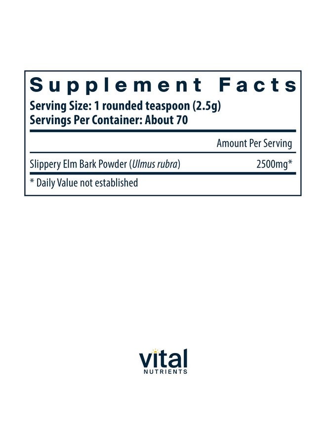 Vital Nutrients Slippery Elm Bark Powder | Herbal Leaky Gut Support | Vegan Gastrointestinal Support for Regular Bowel Movements | Gluten, Dairy, Soy Free | Non-GMO | 2500mg - Image 2