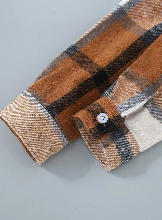 تايك تو جاكيت بياقة هودي وطبعة مربعات