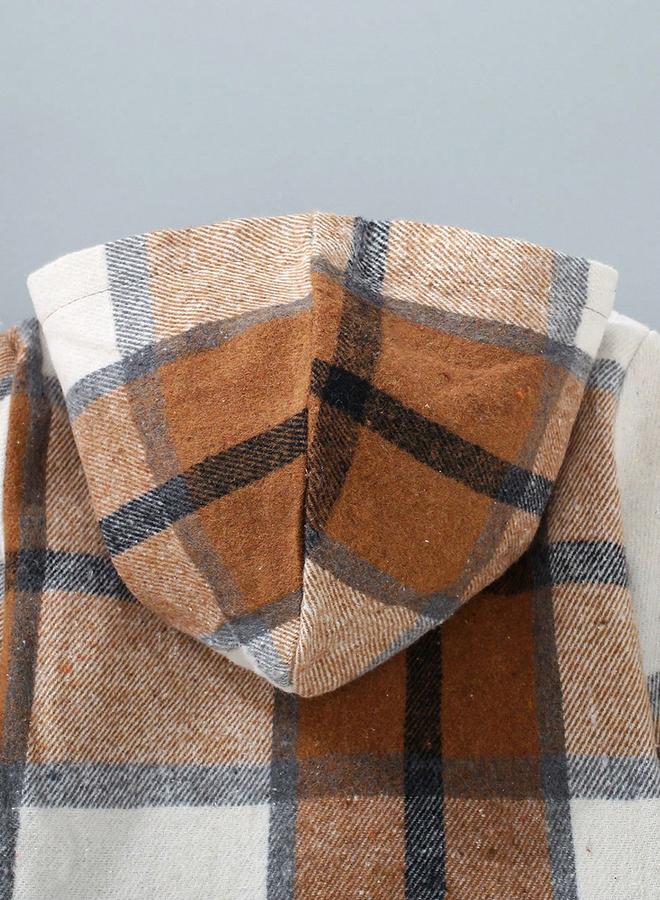 Take Two Boys Checked Hoodie Button Front Jacket - Image 4