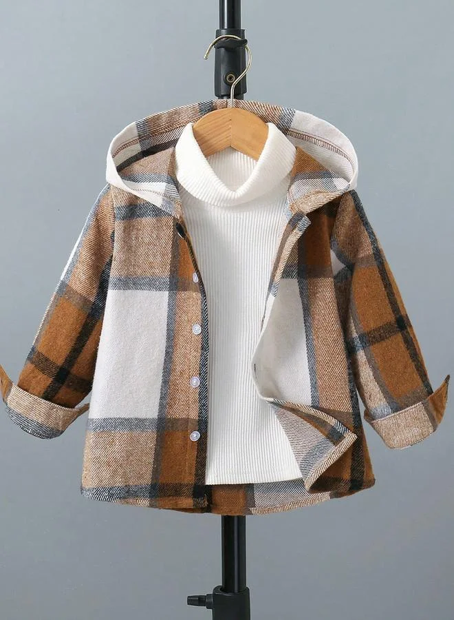 Take Two Take Two Boys Checked Hoodie Button Front Jacket