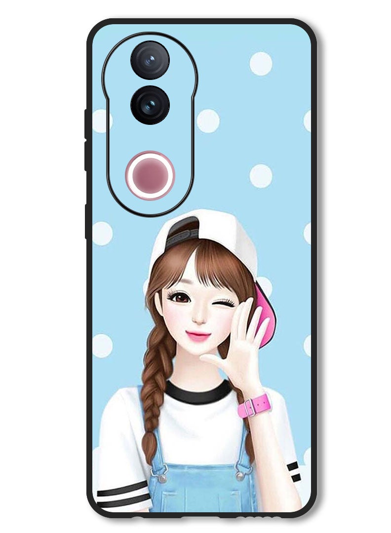 Theodor Case Compatible with Vivo V50 Protection Shockproof Bumper Cover Girl Wear Cap - Image 1