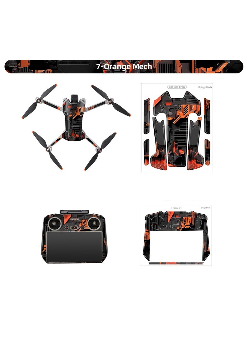 SYOSI - Skin Stickers for DJI Mini 4 Pro, Waterproof Decal Skins DIY Accessory Set Compatible with DJI Mini 4 Pro and RC 2 Controller - Image 1