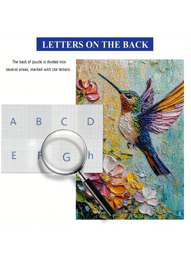 1000 قطعة لغز طائر الطنان الزهري للكبار لعبة تعليمية متينة ومحمولة - Image 5