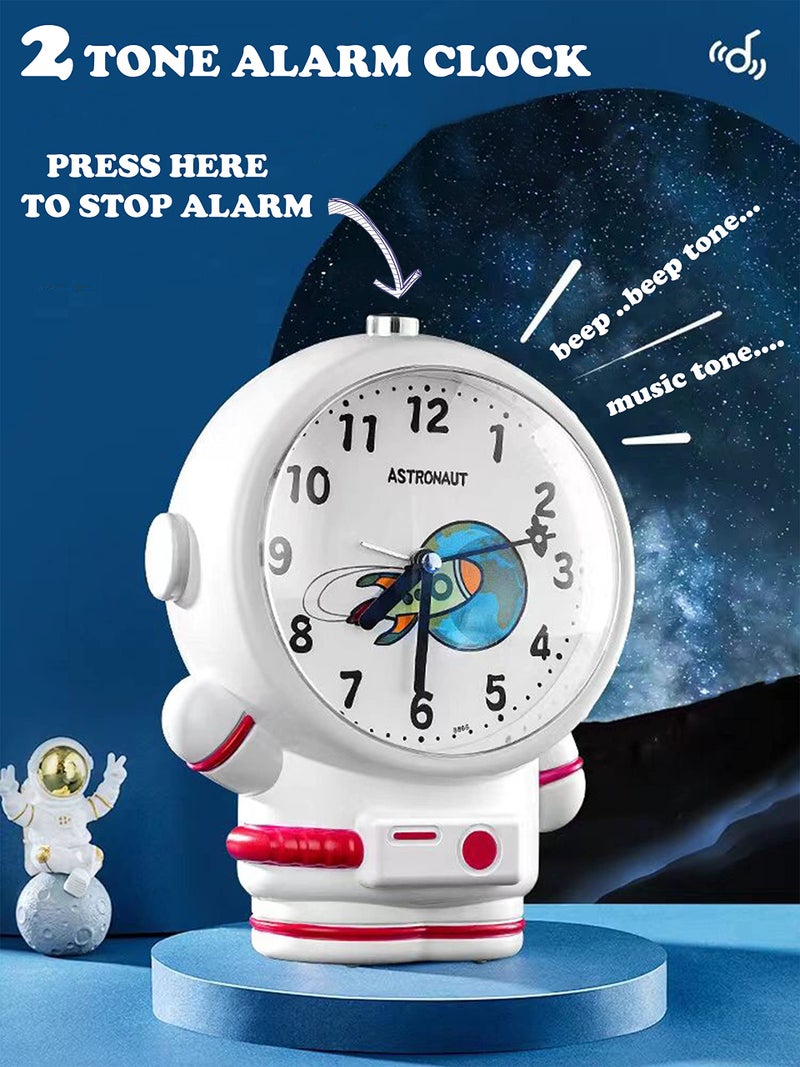 RIANZ Outer Space Astronaut Night Light Table Alarm Clock with Two Different Alarm Tones (Multi Color)Plastic,Large - Image 2