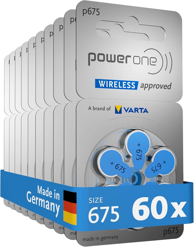 VARTA Powerone size 675 Hearing Aid Battery No Mercury made in Germany Genuine Pack 60 - Image 1