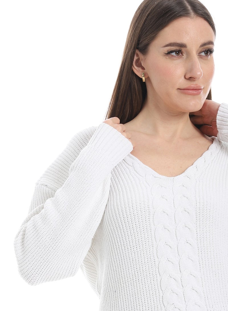 سيزار بلوفر صوف حريمي سادة برقبة علي شكل سبعة وتصميمات متعددة - Image 5