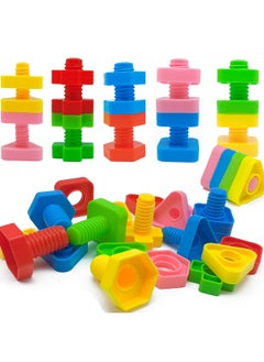 RAINBOW TOYFROG Jumbo Nuts And Bolts Toddler Toys - 40 Busy Bolts With Storage Tote & Book - Toddler & Baby Occupational Therapy Toys - Develop Fine Motor Skills Through Play  - Image 4