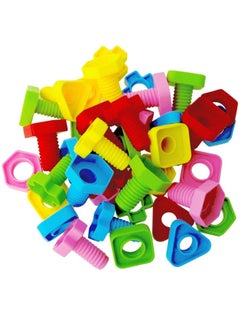 RAINBOW TOYFROG Jumbo Nuts And Bolts Toddler Toys - 40 Busy Bolts With Storage Tote & Book - Toddler & Baby Occupational Therapy Toys - Develop Fine Motor Skills Through Play  - Image 1
