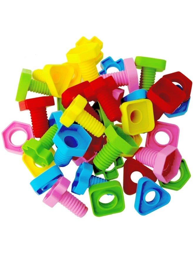 RAINBOW TOYFROG Jumbo Nuts And Bolts Toddler Toys - 40 Busy Bolts With Storage Tote & Book - Toddler & Baby Occupational Therapy Toys - Develop Fine Motor Skills Through Play  - Image 1