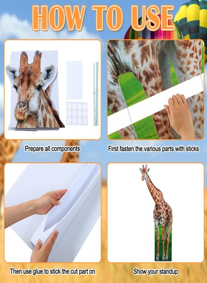 Quzzil 6 ft Giraffe Cardboard Stand up Cutout Decoration Life Size Safari Jungle Giraffe Cardboard Stand-up Zoo Animal Theme Party Backdrop Photo Prop Standup for Theme Party Baby Shower Decoration - Image 3