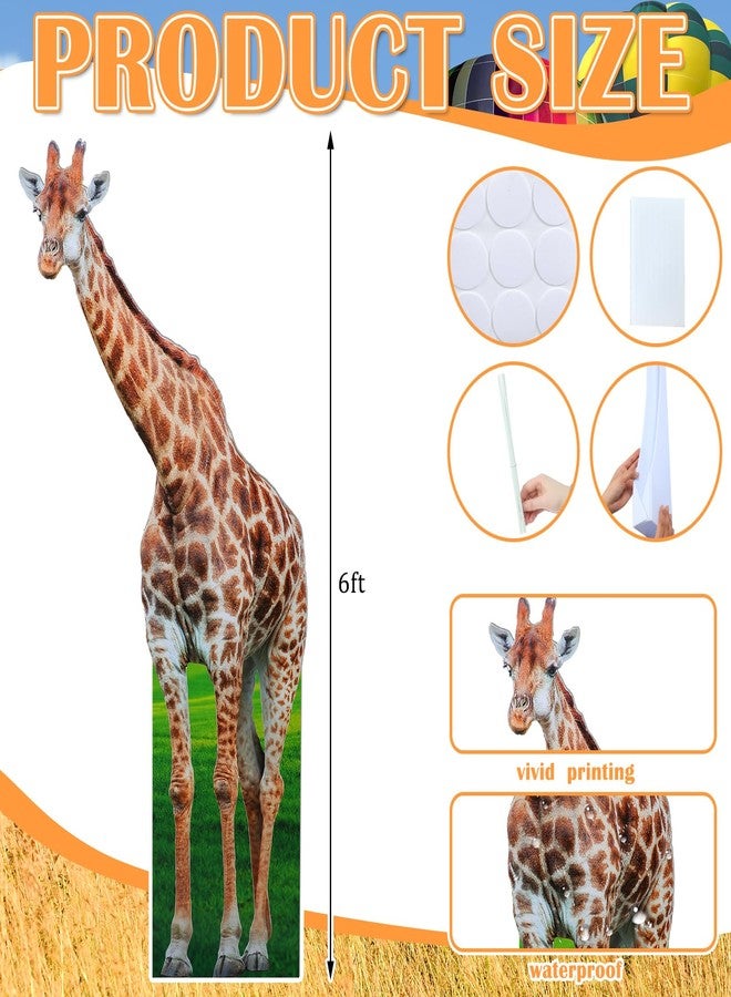 Quzzil 6 ft Giraffe Cardboard Stand up Cutout Decoration Life Size Safari Jungle Giraffe Cardboard Stand-up Zoo Animal Theme Party Backdrop Photo Prop Standup for Theme Party Baby Shower Decoration - Image 2