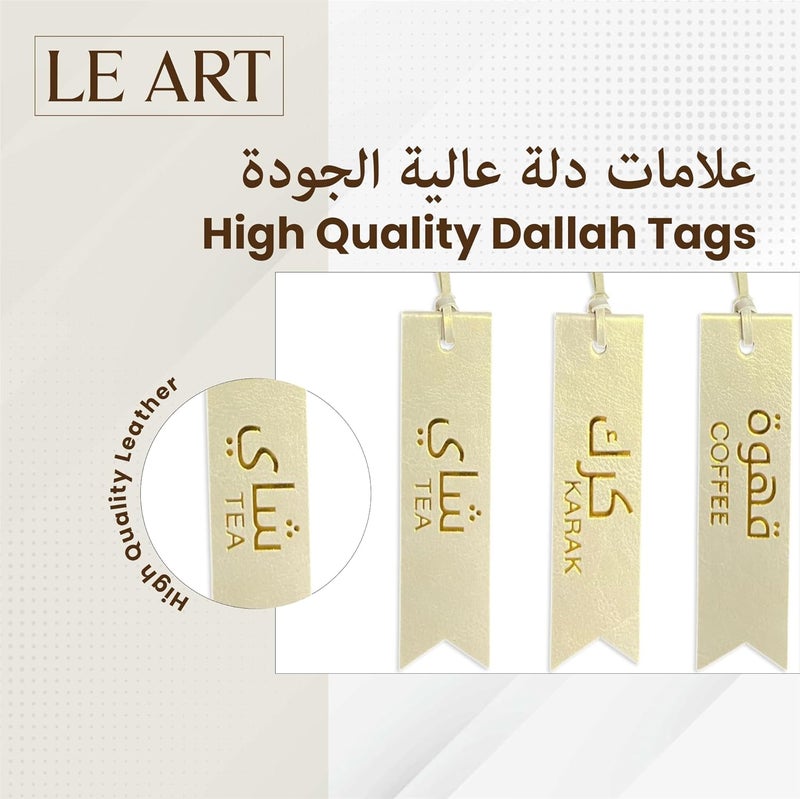 LEART Rectangle Dallah Flask Tags, تعليقات الدلال - Dallah Coffee Pot, Tea and Coffee Tag | للشاي تعليقة للقهوه و تعليقة | Dallah Tag (Metallic Cream - Set of 3) - Image 5